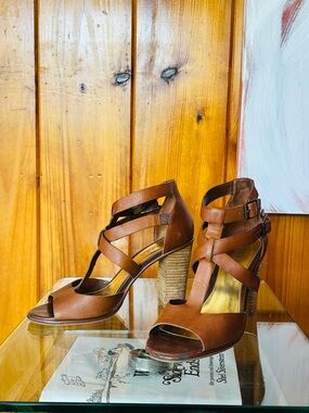 RALPH LAUREN Women's Brown Strappy High Heel Sandals